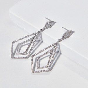 925 Sterling Silver Pave Drop Earrings